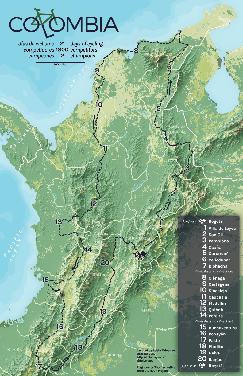 Colombia Cycling Map